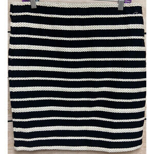 M.L.L.P Womens Pencil Skirt Size Large New Black White Striped Career Mini